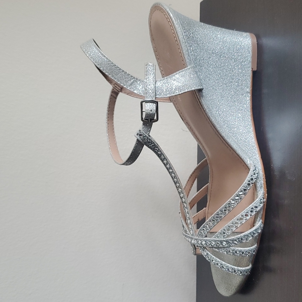 Silver wedge sandals